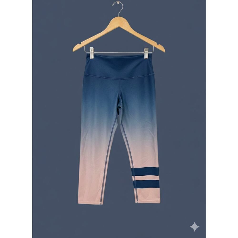 Alo Ombre Air Brushed Pink and Blue Cropped Leggings Sports Women's Size Medium